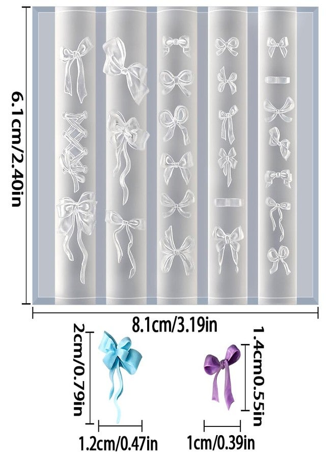 JALIYA Bowknot Silicone Nail Molds, 3D Gel Nail Art Sculpture Bow Mold DIY Bow Charms for Nails Design Silicone Molds Cute Bows Nail Template Stencils Reusable Manicure Carved Mould Resin Mold - Image 2